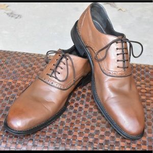 ASTON GREY Cognac Leather Lace Up Saddle Oxfords